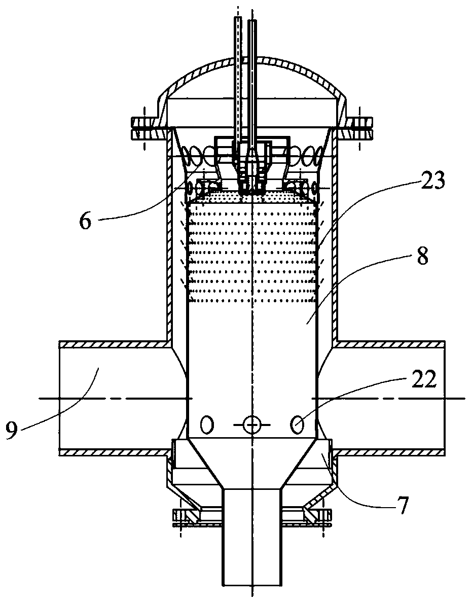 Combustion gas turbine low-emission combustion chamber and variable load air distribution adjusting method