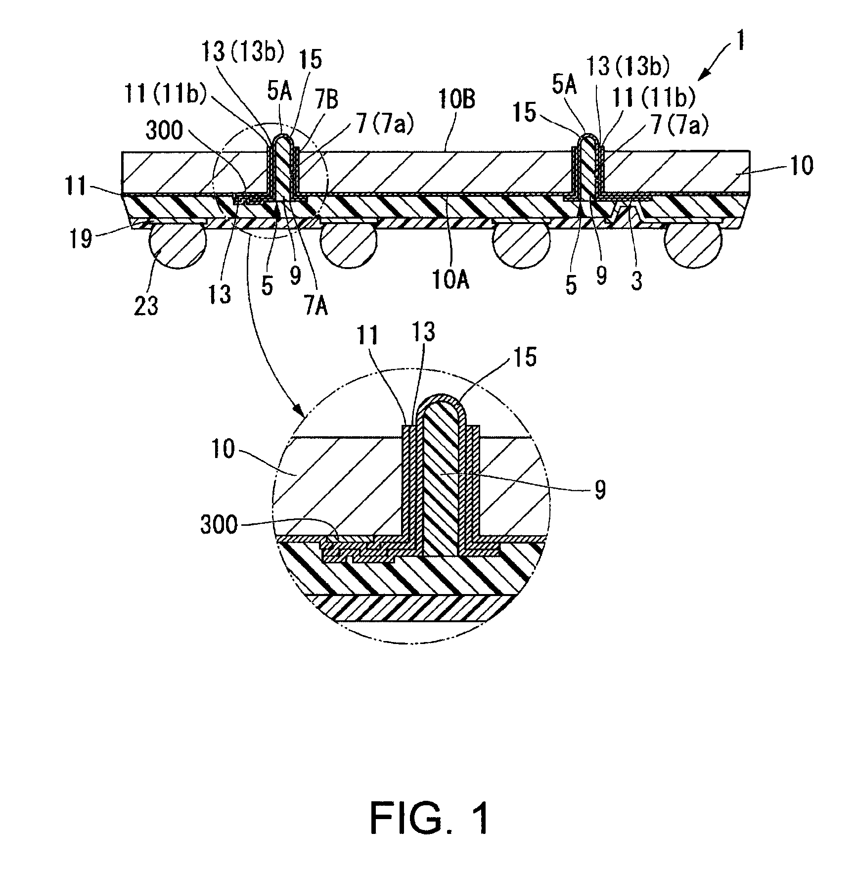 Semiconductor device having through electrodes, a manufacturing method thereof, and an electronic apparatus