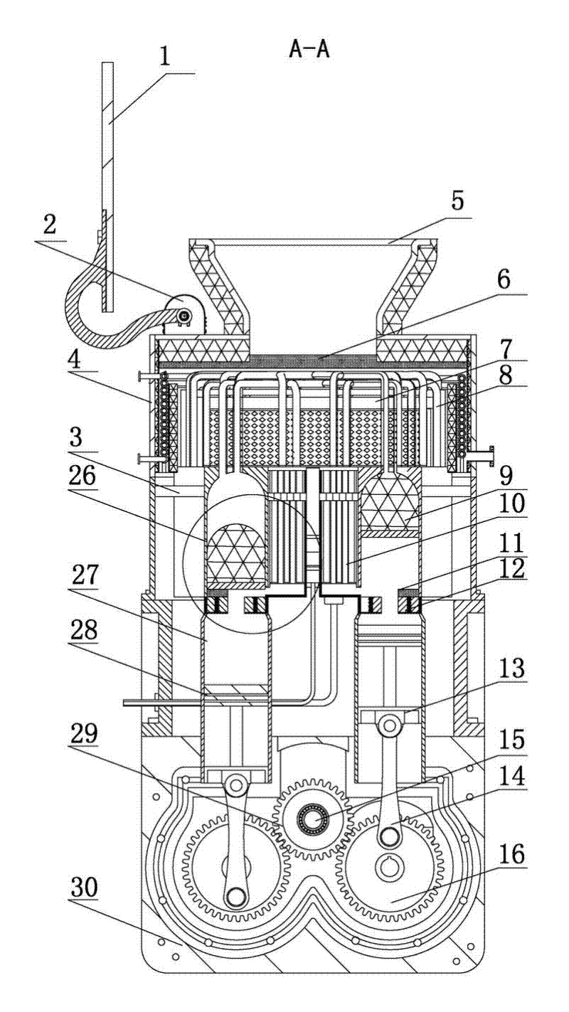 Mixed thermal force closed type heat extraction cycle heat engine and power generation device