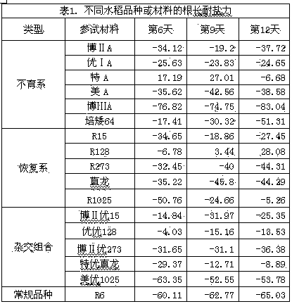 Method of raising seedlings in greenhouse by using rice salt tolerance differences to achieve impurity removal and purity preservation