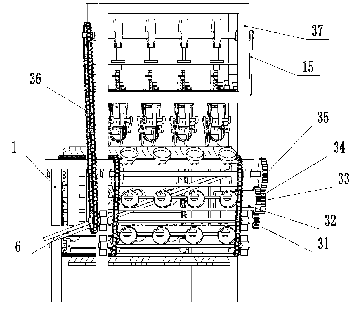 An imitation form garlic root cutting machine and its root cutting method