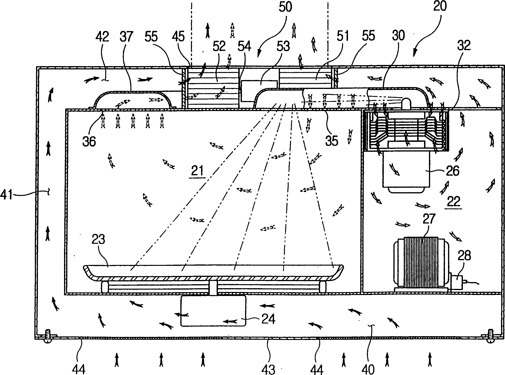 Wall hanging type microwave oven