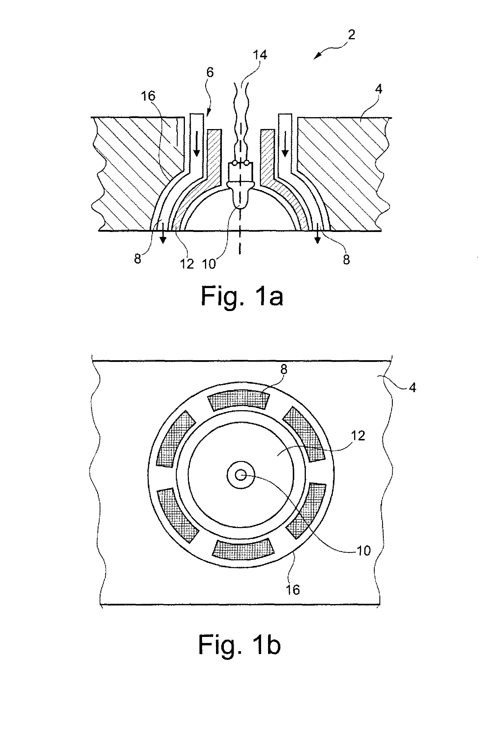 Service apparatus with an illuminator and an air shower