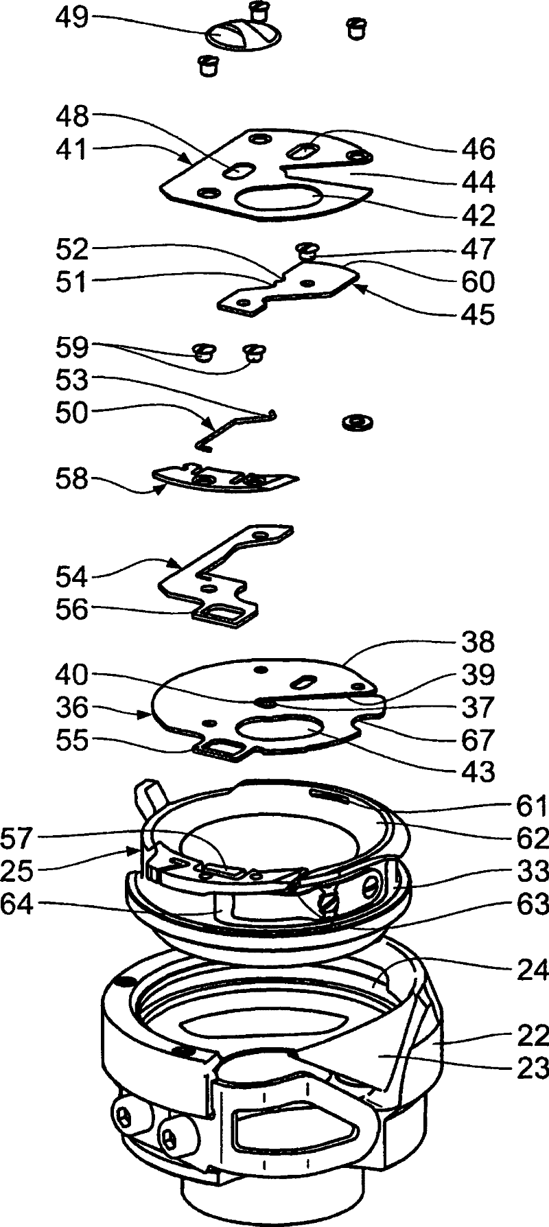 Thread winding housing for inserting into a housing receptacle of a gripper body, rotatable about a vertical axis, of a sewing machine