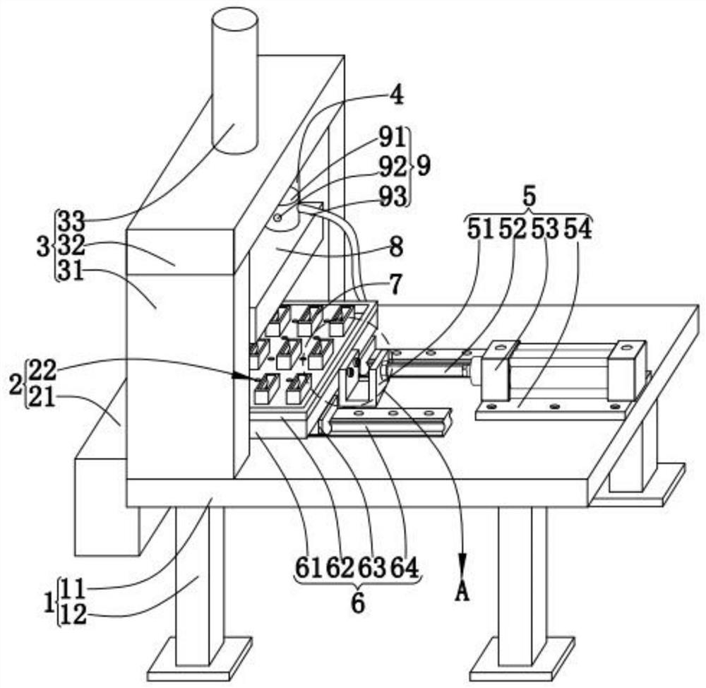 A vertical packaging machine for soft pack batteries