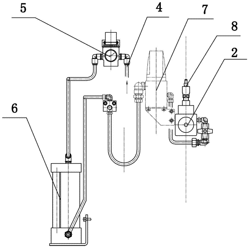 Detection oil cylinder precompression balance and filling adjustment device of powder compacting equipment