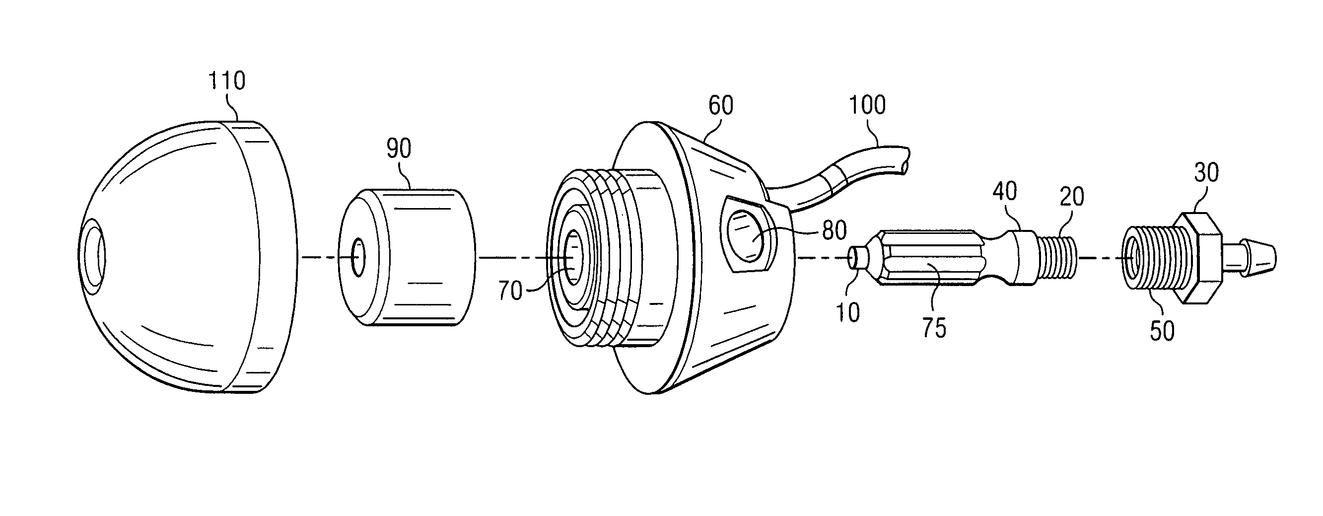 Electrostatic spray nozzle with adjustable fluid tip and interchangeable components