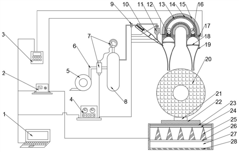 Nanolayer lubricating diamond grinding wheel grinding device based on impact wave cavitation effect