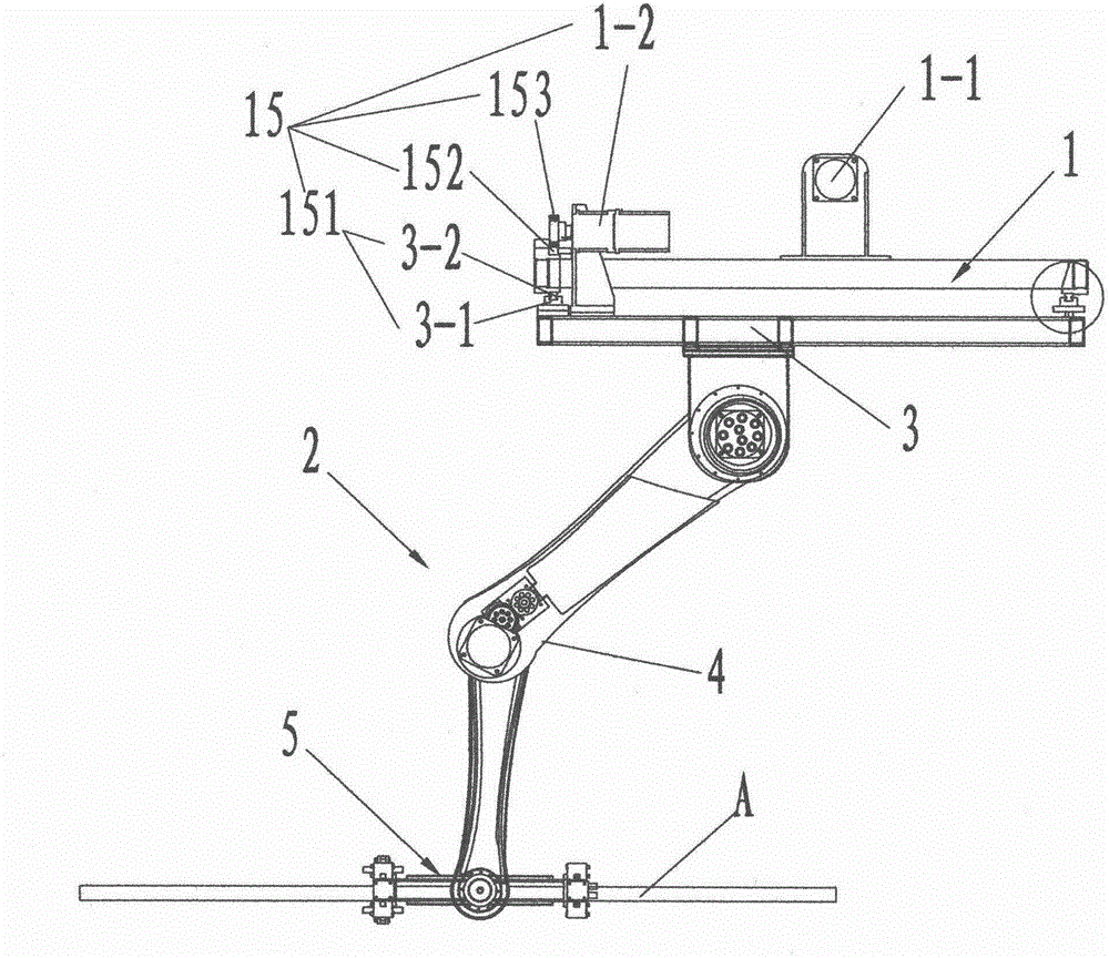 Gantry-type double-arm palletizing robot and corrugated paper palletizing device with gantry-type palletizing robot