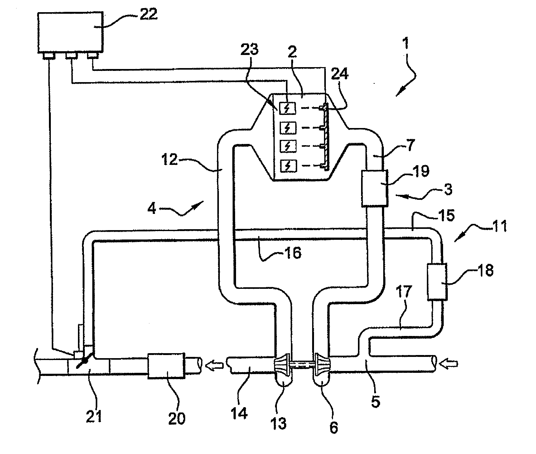 Petrol engine having a low-pressure egr circuit