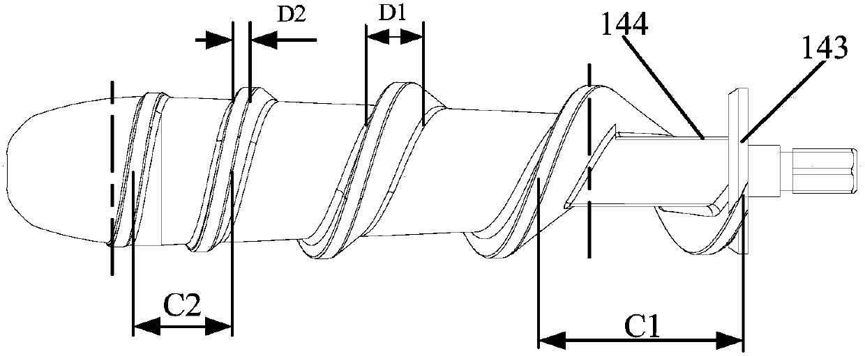 Squeezing screw, squeezing assembly and food processor