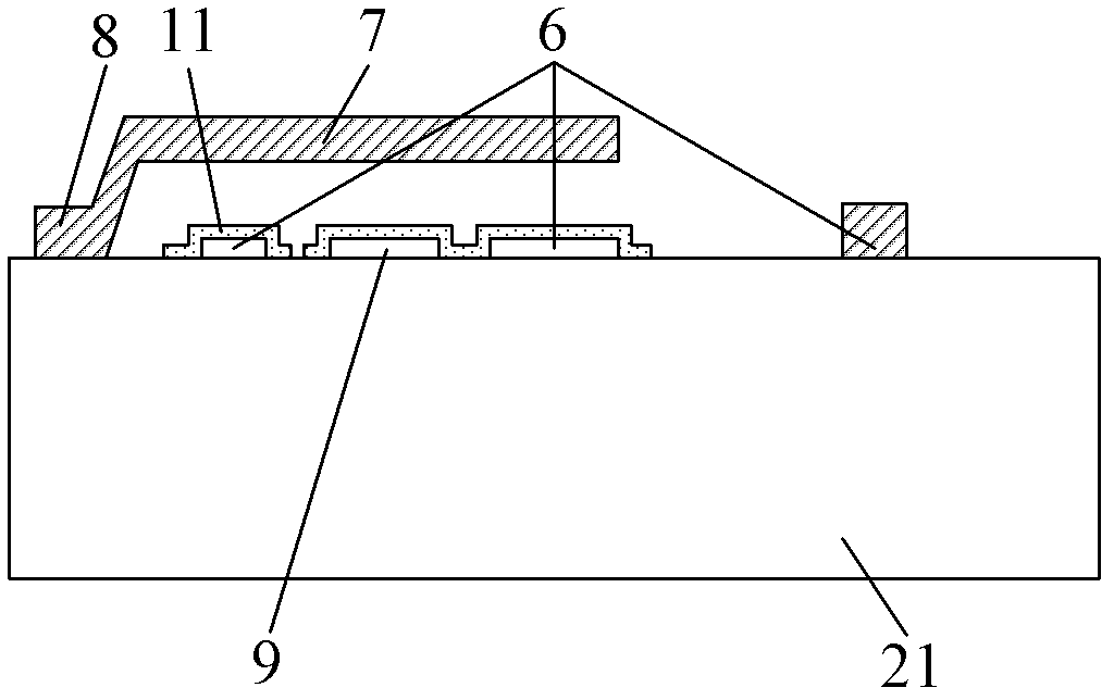 Five-port micromachine cantilever-based capacitance type microwave power sensor and manufacturing method thereof