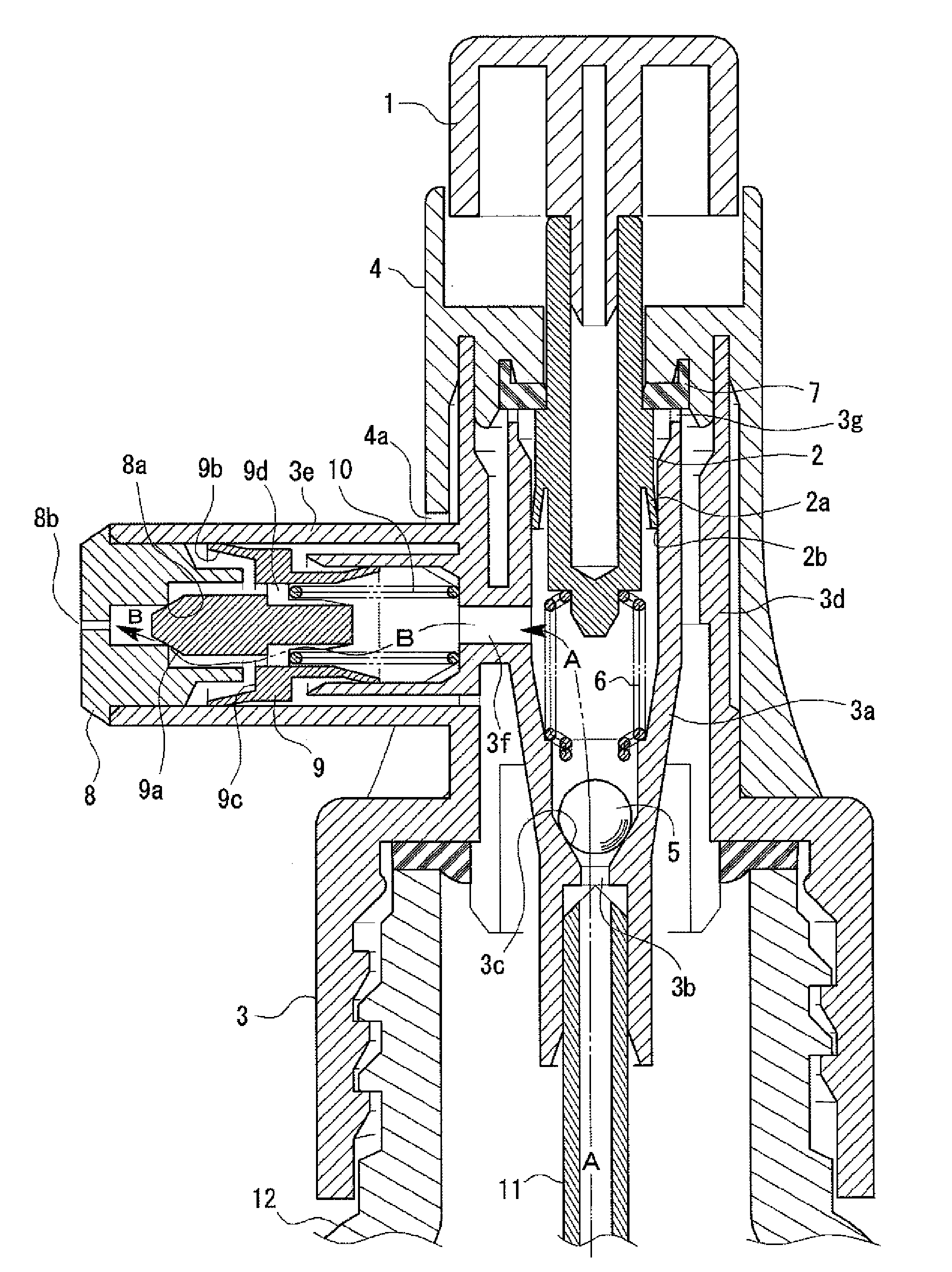 Content discharge mechanism for pump-type container and pump-type product with content discharge mechanism