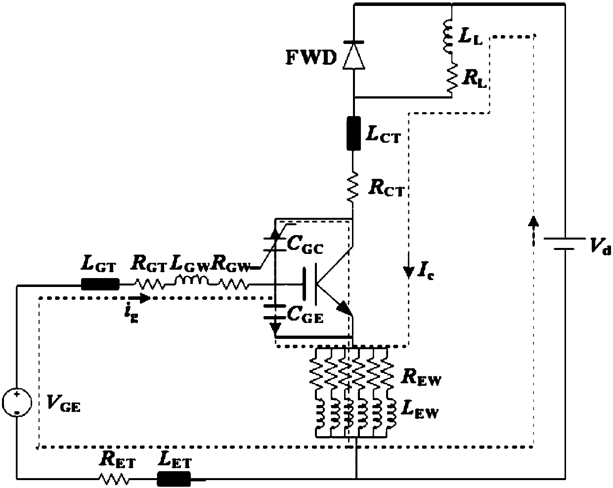 Method and device for extracting parasitic inductances of IGBT modules