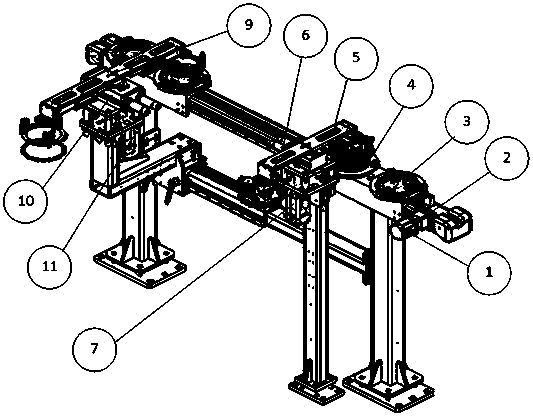 Stamping automatically loading and unloading belt device for subpackaging