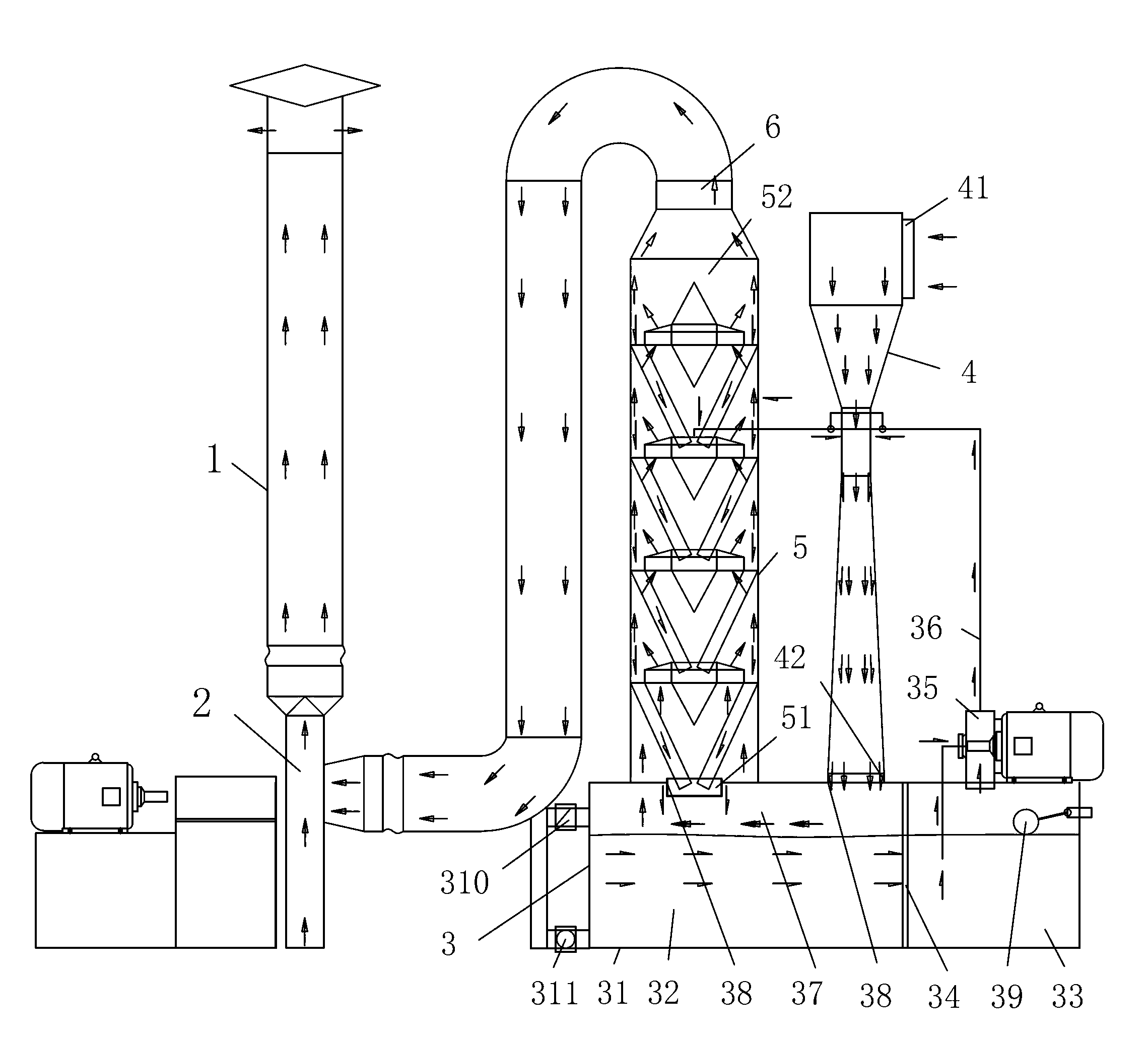 Wet-method vortex vane wheel air purification device