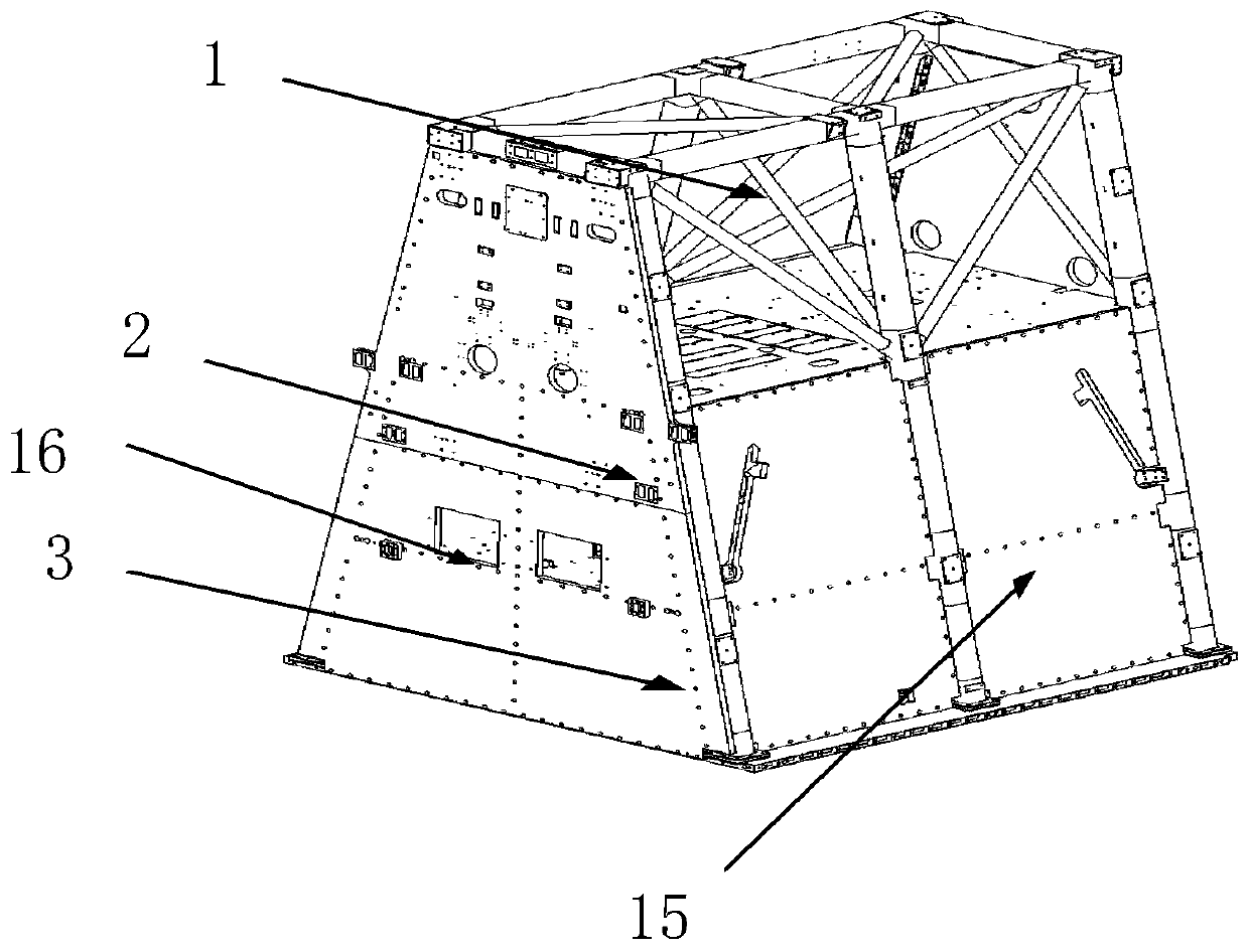 Trapezoidal satellite structure suitable for radar antenna and manufacturing method