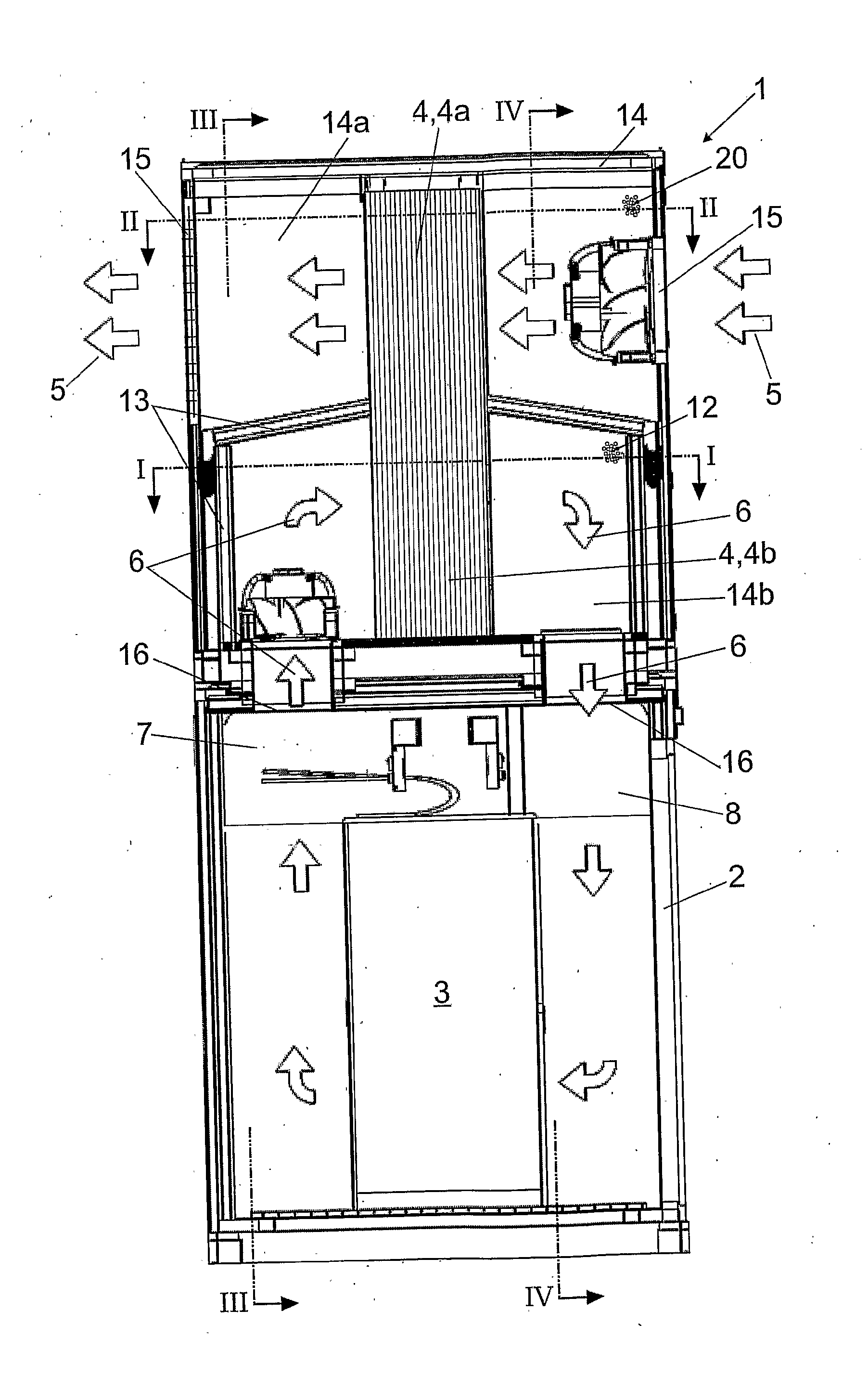 System for air-conditioning the interior of a data processing center