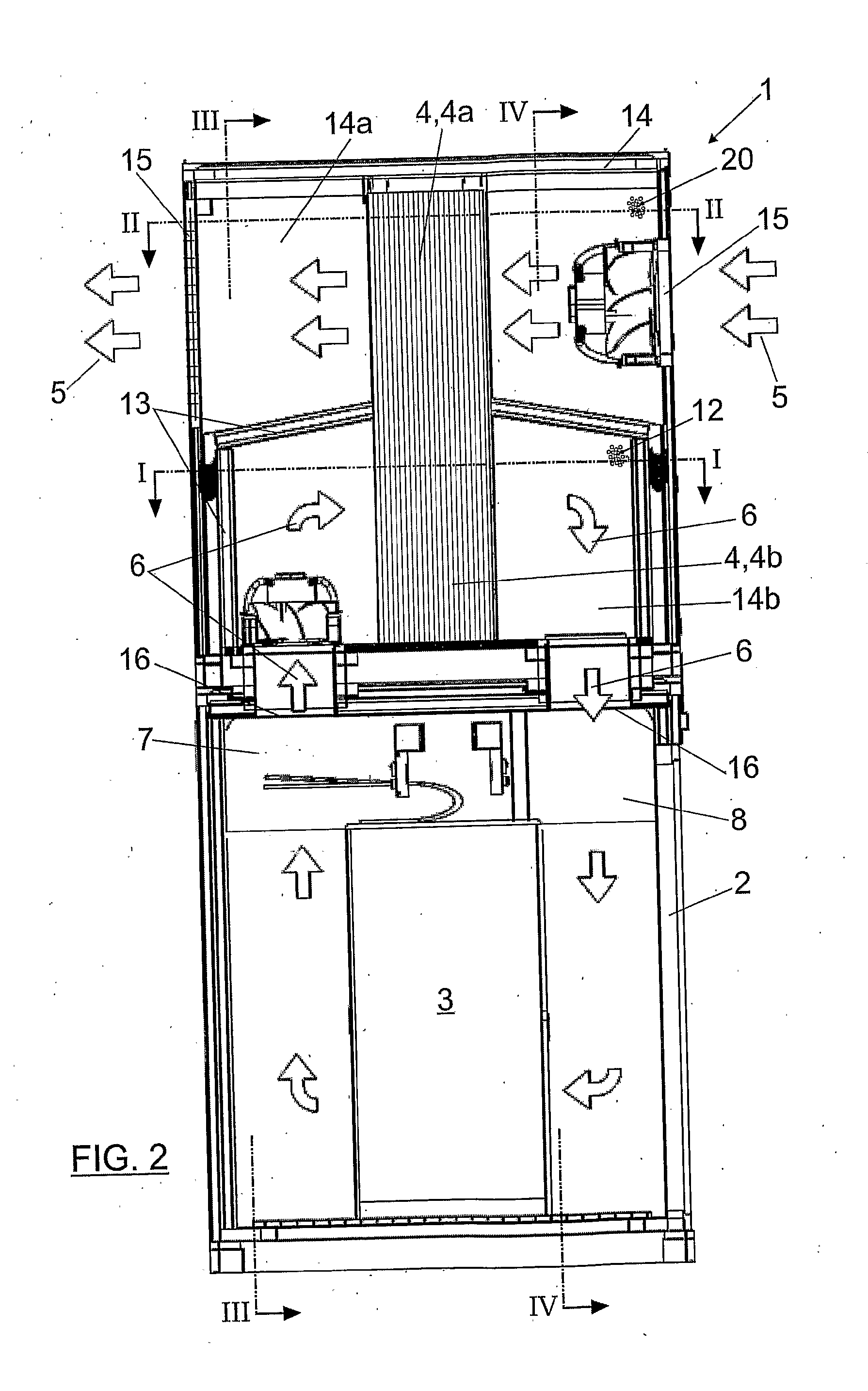 System for air-conditioning the interior of a data processing center