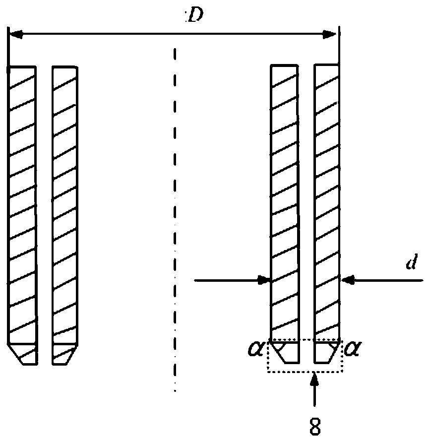 Hollow annular tungsten electrode GTA array wire filling additive manufacturing method and device