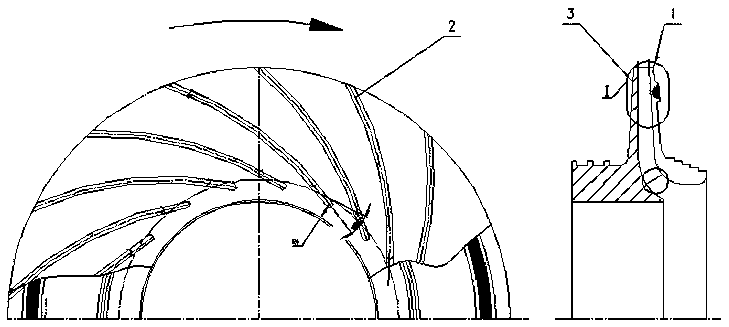 Narrow channel two-element working wheel for turbocompressor and manufacturing method of working wheel