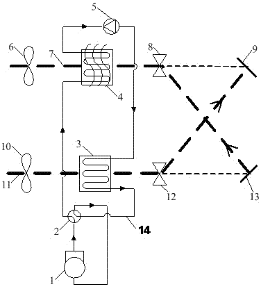 Heat pump system of heat humidity independent control driven by condensation waste heat and based on solid dehumidification