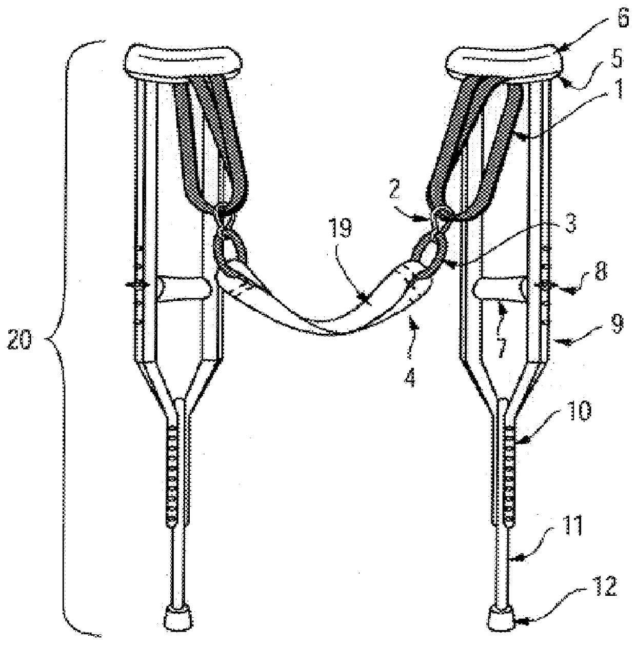 Seat suspended between crutches