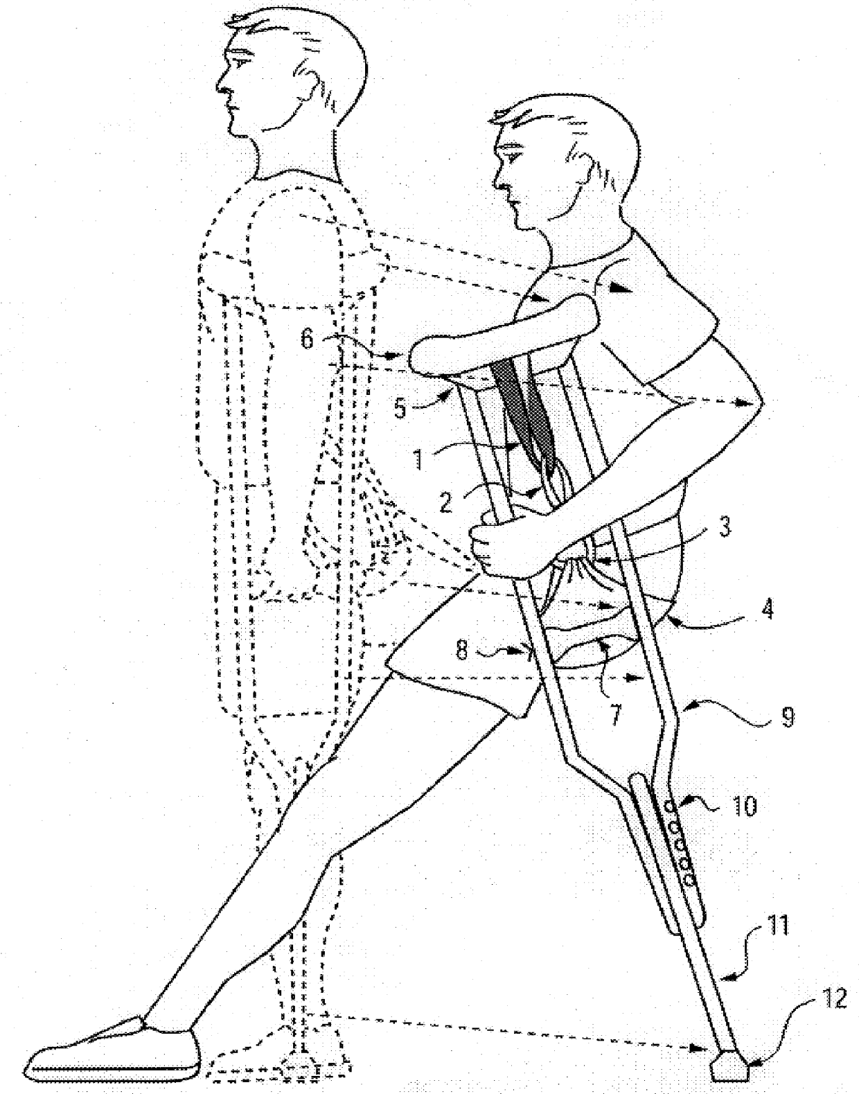 Seat suspended between crutches