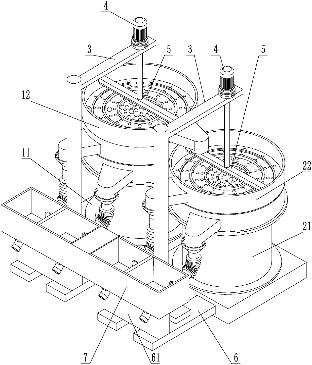 Stirring type sieving screen