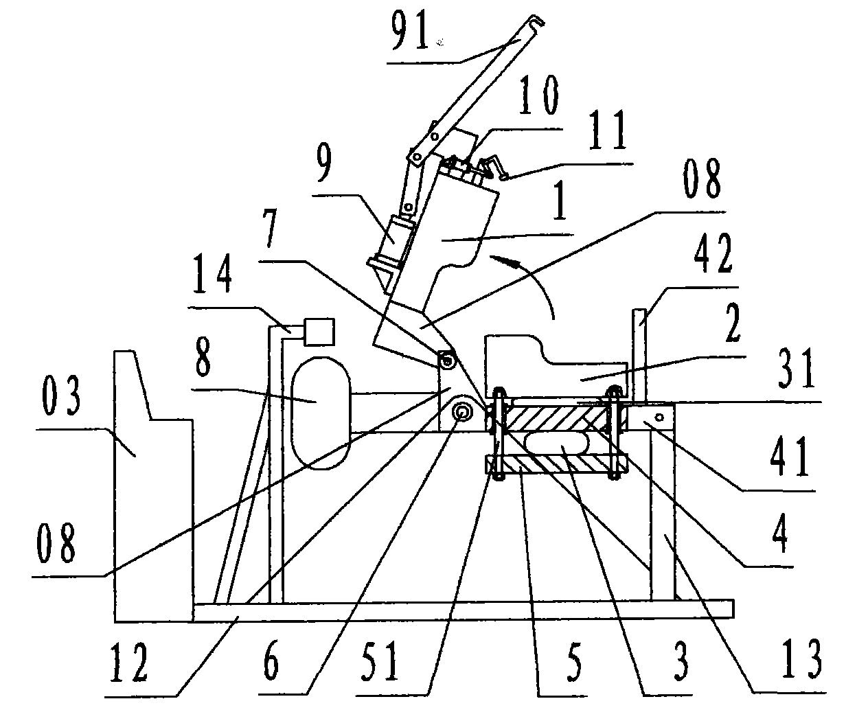 Pneumatic gasbag-type semi-automatic polyurethane foaming and molding device