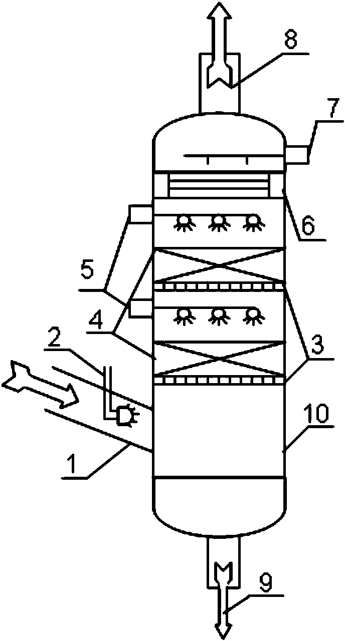 Desulfurization packed tower of marine diesel engine