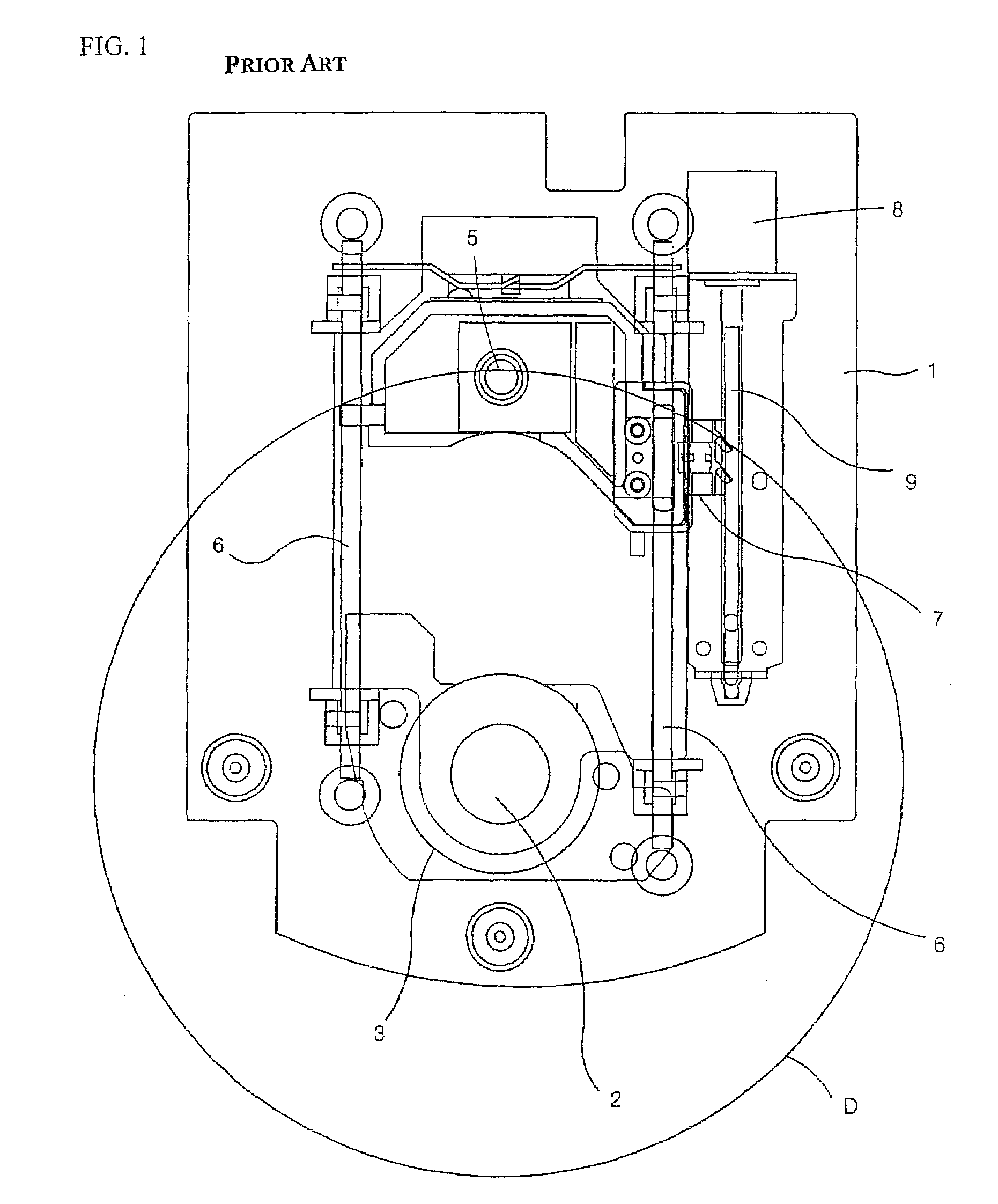 Pickup guiding structure for optical disk drive