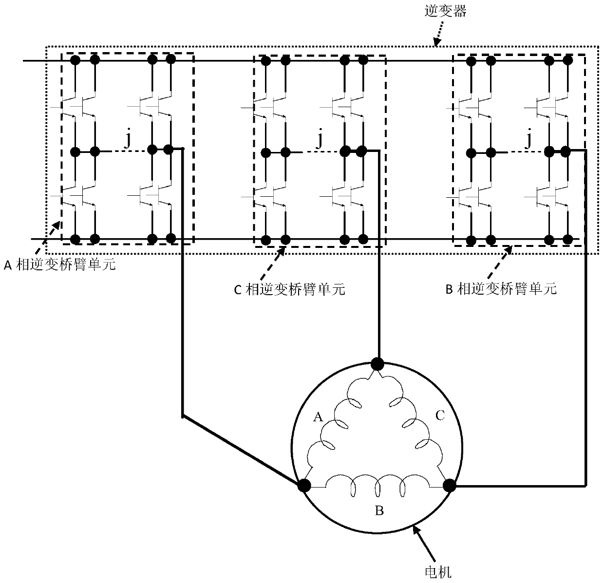 Multi-phase AC motors, inverters, electric drive components and electric devices