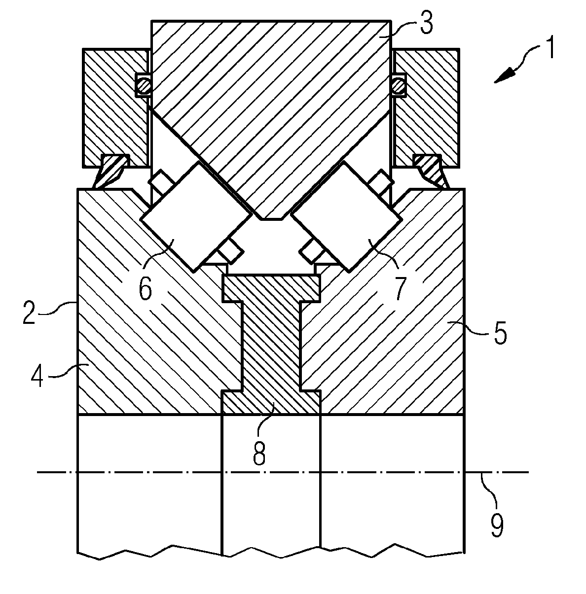 Double row tapered bearing assembly and wind turbine