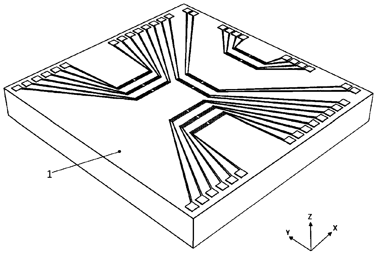 T-shaped push-pull flow micromechanical biaxial thin-film gyroscope