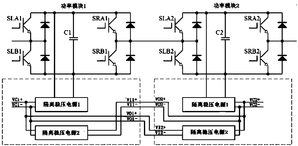 Separately-excited starting and self-excited power supply cascaded submodule power system