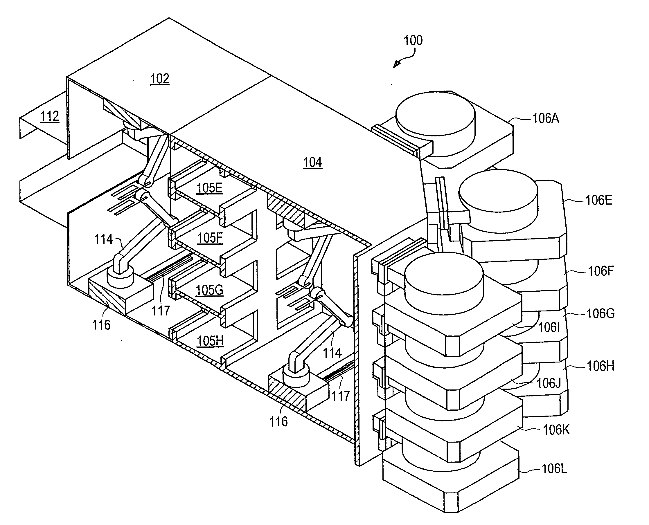 Stacked process chambers for substrate vacuum processing tool