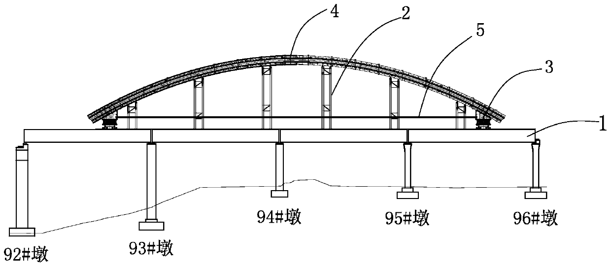 Longitudinal movement and lifting installation construction method for large steel pipe arch