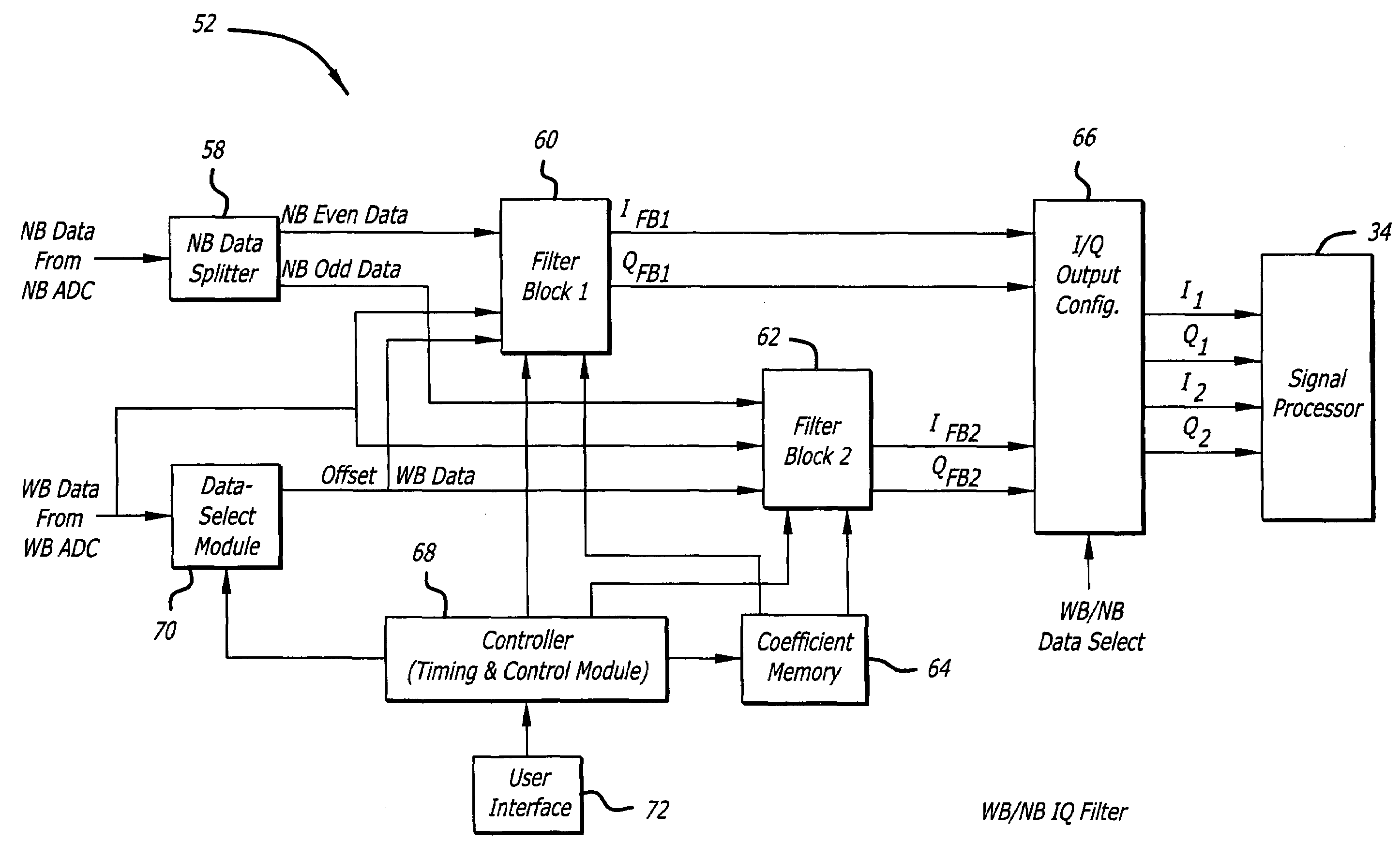 Configurable filter and receiver incorporating same