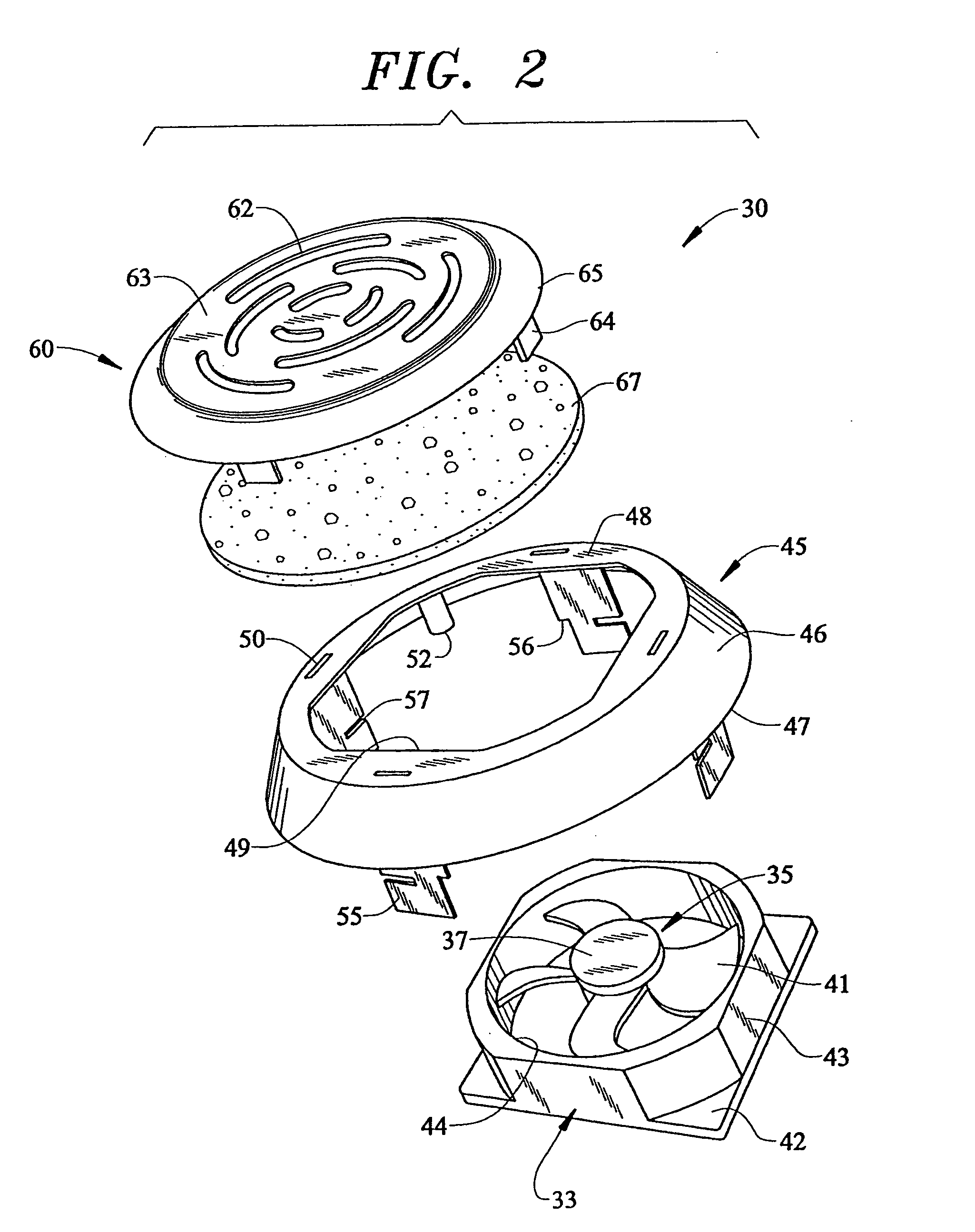 Air circulation and filtration system for a refrigerator