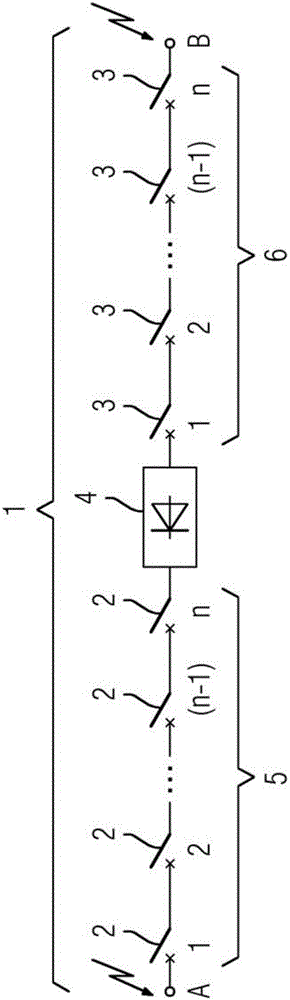 Switching device and switch-off method for operating a switching device