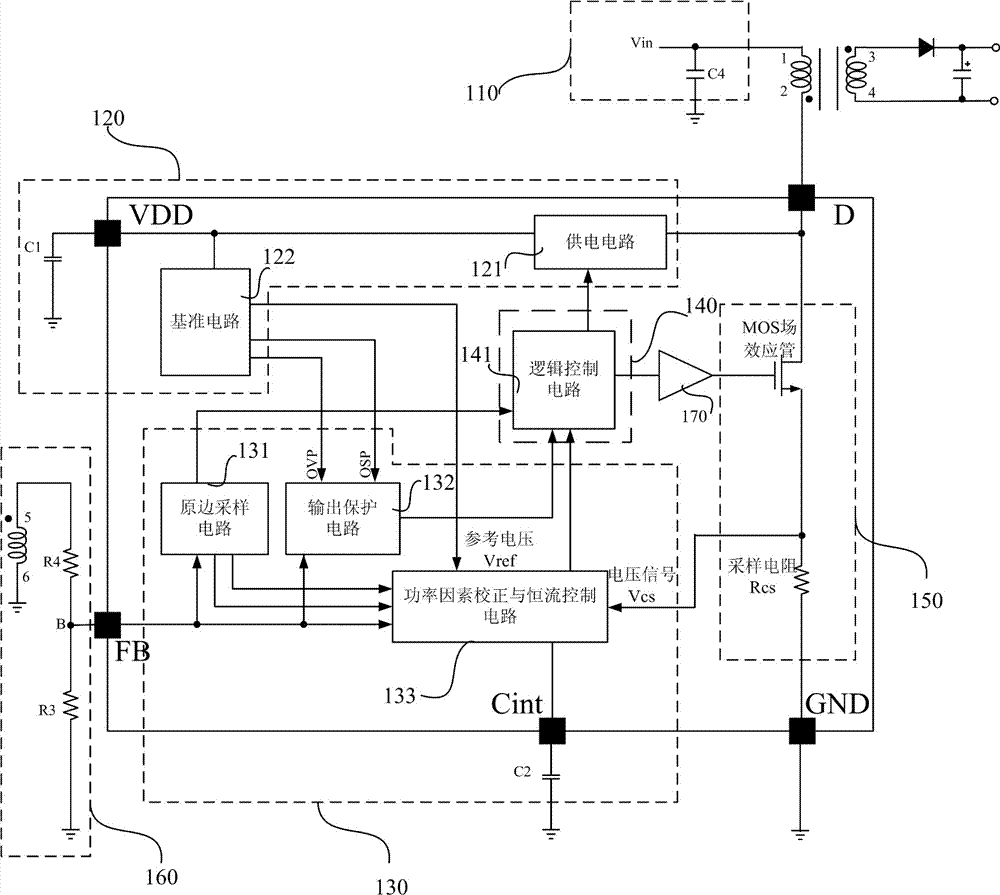 Switch power supply control chip and switch power supply control system