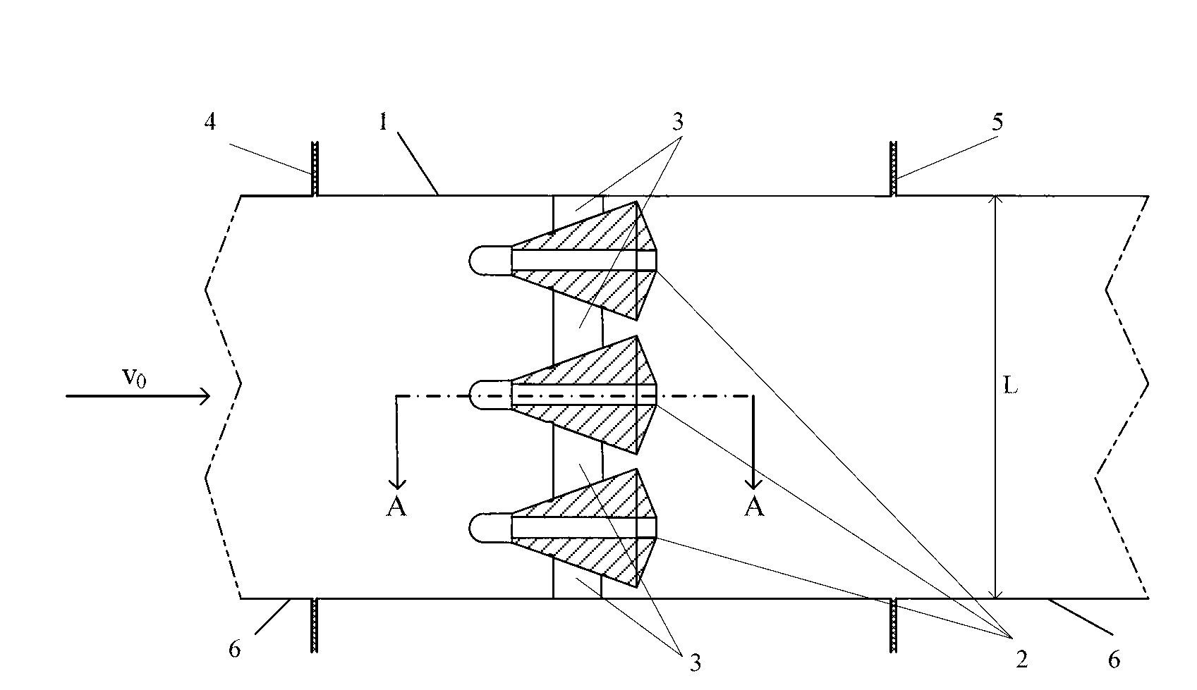 Blowing flow real time measuring device and method for pipeline with rectangular section