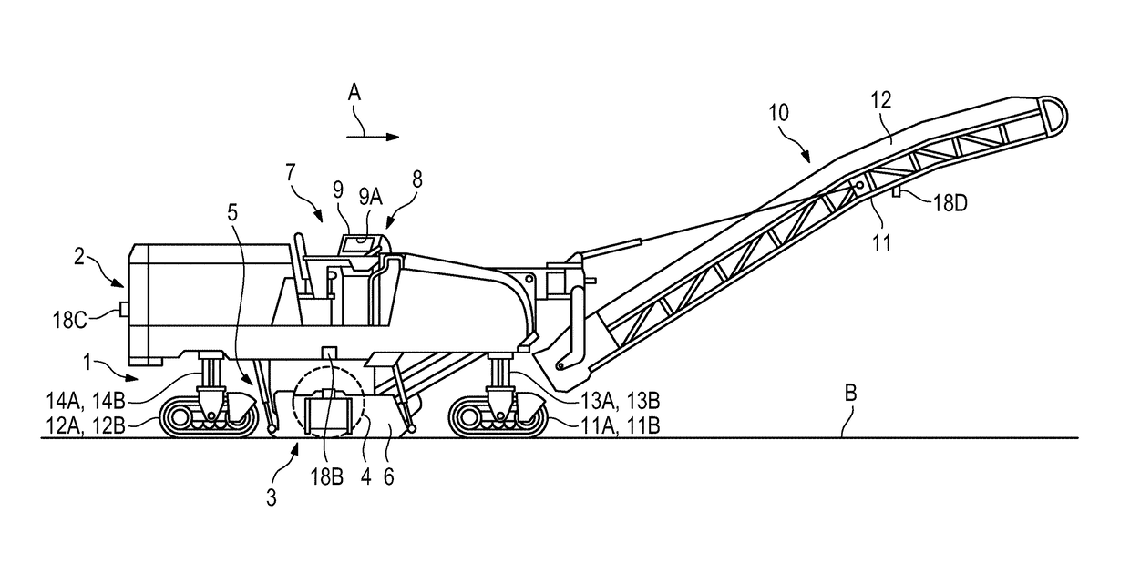 Automotive construction machine and method for displaying the surroundings of an automotive construction machine