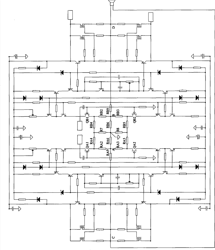 Series feedback balance high-fidelity audio amplifying circuit