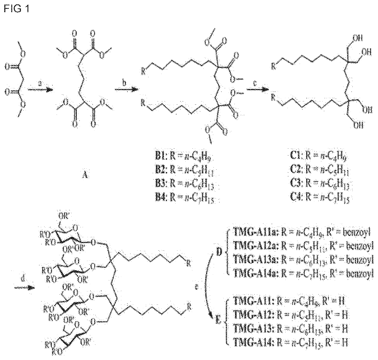 Novel amphipathic molecule based on tandem malonate and use thereof