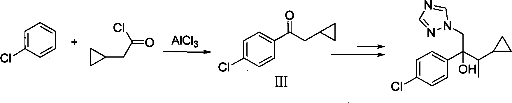 Simple method for preparing cyproconazole by cyclopropyl methyl ketone