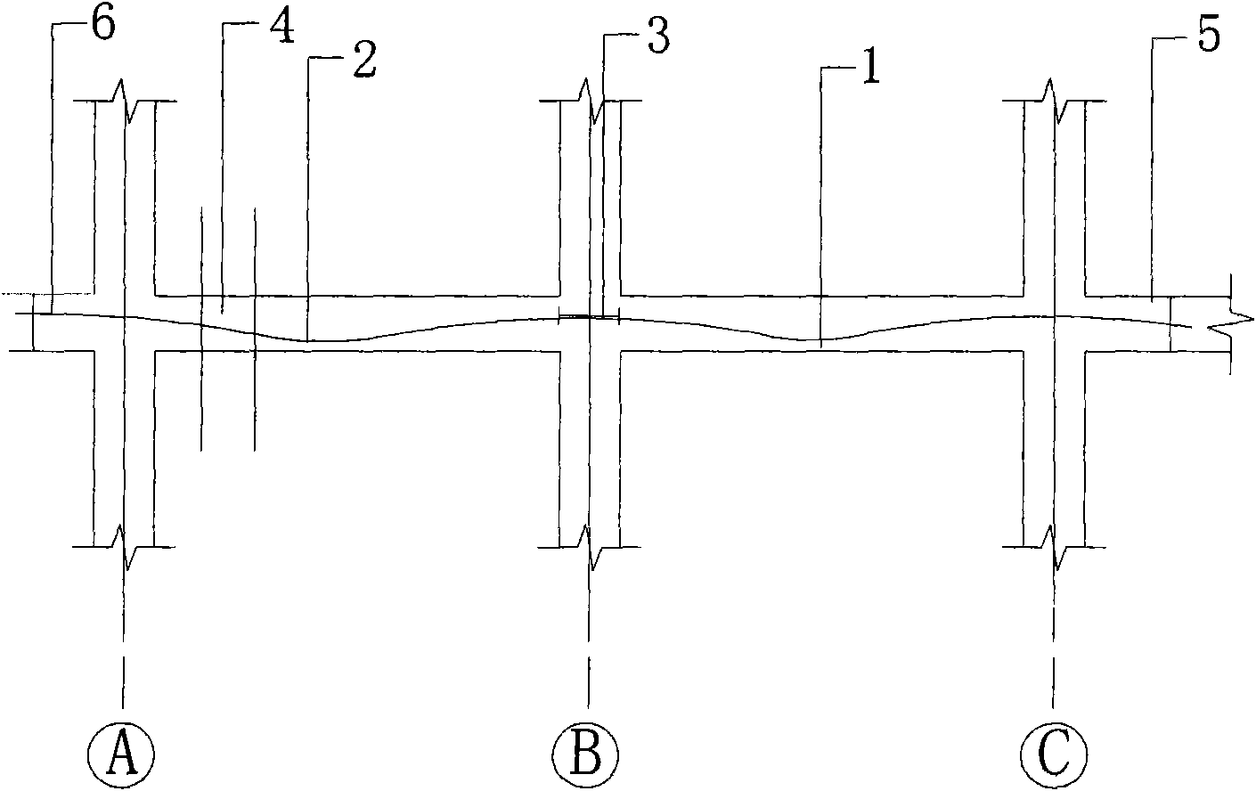 Construction method for pouring after settlement of reinforced concrete continuous beam with cohesive pre-stress