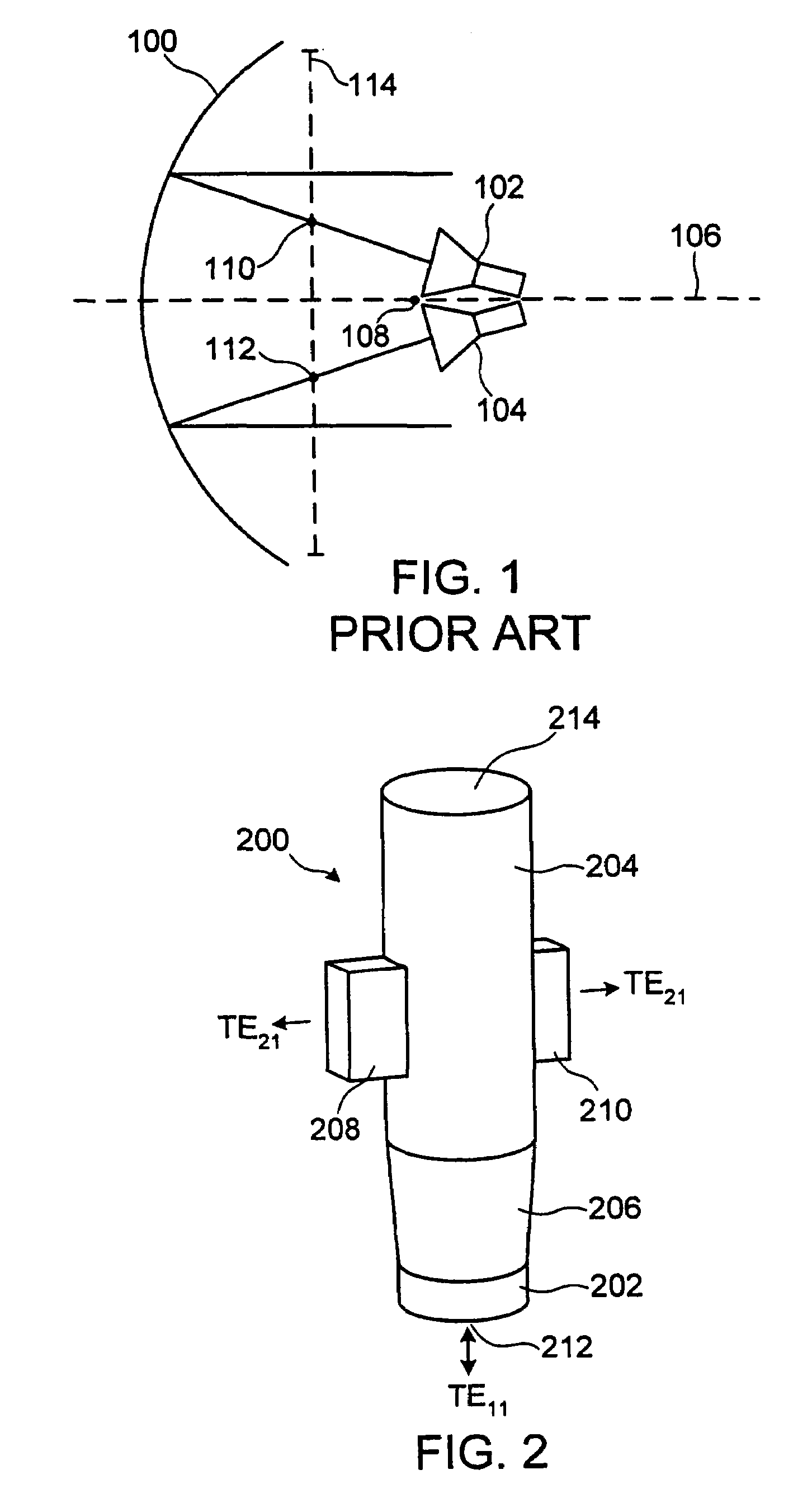 Multiple phase center feedhorn for reflector antenna