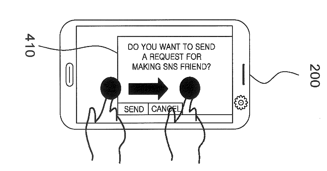 Method for changing user-originating information through interaction between mobile device and information display device